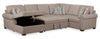 Scott Living Haven 3-Piece Left-Facing Chenille Fabric Sleeper Sectional with Storage Chaise - Taupe | Sofa-lit sectionnel de gauche Haven de Scott Living 3 pièces en tissu de chenille avec fauteuil long de rangement - taupe