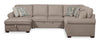 Scott Living Haven 3-Piece Left-Facing Chenille Fabric Sleeper Sectional with Storage Chaise - Taupe | Sofa-lit sectionnel de gauche Haven de Scott Living 3 pièces en tissu de chenille avec fauteuil long de rangement - taupe