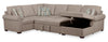 Scott Living Haven 3-Piece Right-Facing Chenille Fabric Sleeper Sectional with Storage Chaise - Taupe | Sofa-lit sectionnel de droite Haven de Scott Living 3 pièces en tissu de chenille avec fauteuil long de rangement - taupe