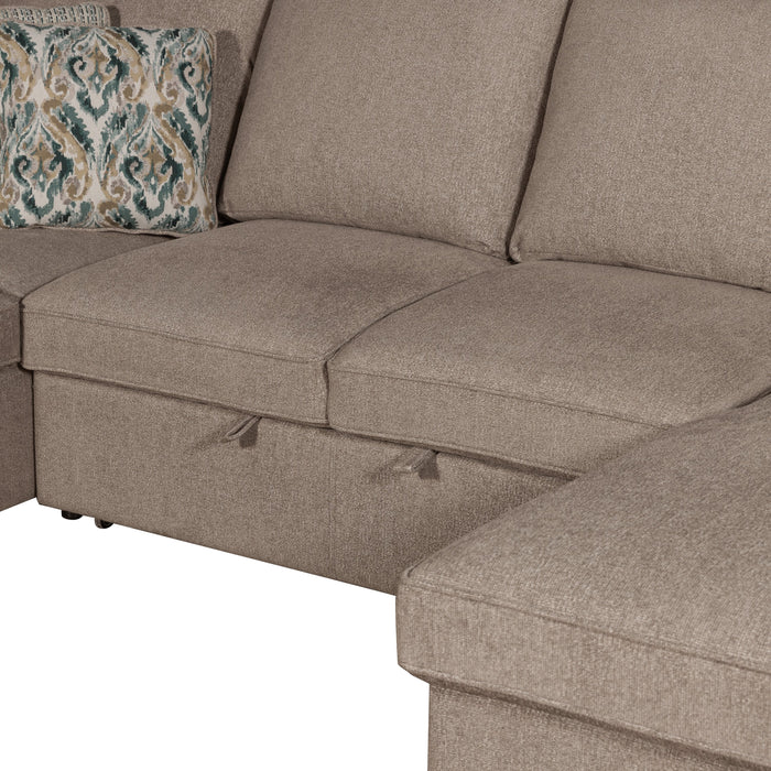 Scott Living Haven 3-Piece Right-Facing Chenille Fabric Sleeper Sectional with Storage Chaise - Taupe