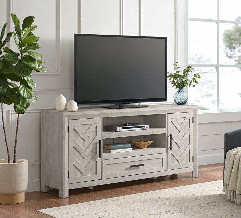 Scott Living Hayward 70” Modern TV Stand with Storage and Cable Management for TVs up to 75” - White