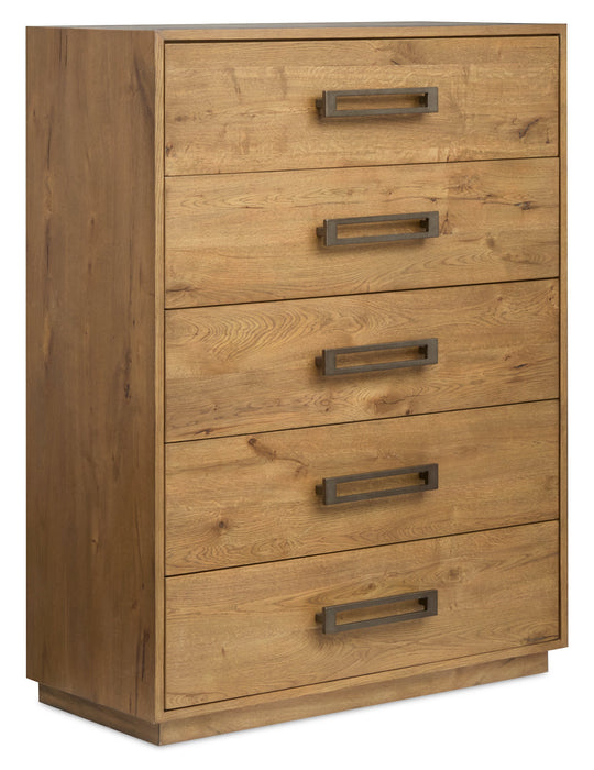 Scott Living Henri Bedroom Chest of Drawers, 5-Drawer, 38.2\"W x 50.3\"H, Wood - Brown