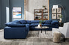 Eclipse Modular 5-Piece Linen-Look Fabric Sectional with Reversible Feather Down Cushions - Navy Blue | Sofa sectionnel modulaire Eclipse 5 pièces en tissu d’apparence lin avec coussins réversibles en duvet et plumes - bleu marine