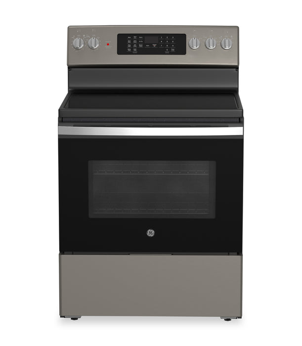 GE 5 Cu. Ft. Electric Range with True European Convection and Air Fry - Slate - JCB840ETES