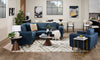 Kort & Co. Kassia 2-Piece Linen-Look Fabric Sectional with Wood Base and Legs - Blue | Sofa sectionnel Kassia de Kort & Co. 2 pièces en tissu d’apparence lin avec base et pattes en bois - bleu
