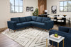 Kort & Co. Kassia 2-Piece Linen-Look Fabric Sectional with Wood Base and Legs - Blue | Sofa sectionnel Kassia de Kort & Co. 2 pièces en tissu d’apparence lin avec base et pattes en bois - bleu