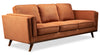 Kort & Co. Kassia 90.6" Linen-Look Fabric Sofa with Wood Base and Legs - Orange | Sofa Kassia de Kort & Co. de 90,6 po en tissu d’apparence lin avec base et pattes en bois - orange