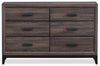 Kate Bedroom 6-Drawer Dresser, 58"W x 37"H - Grey/Brown