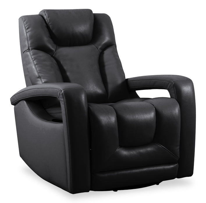 Kenzo 35\" Leather-Look Fabric Swivel Glider Reclining Chair - Black