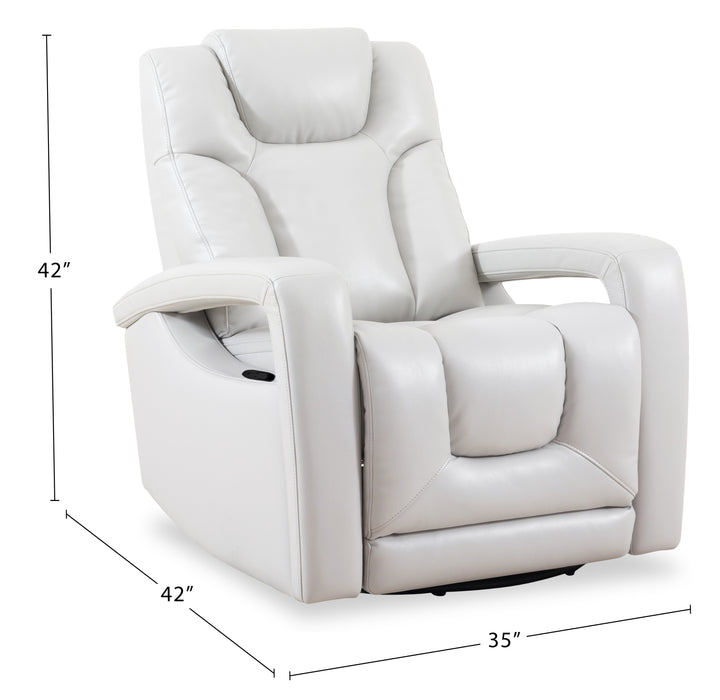 Kenzo 35\" Leather-Look Fabric Swivel Glider Reclining Chair - Fog Grey