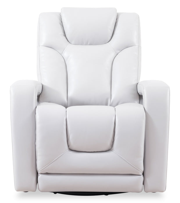 Kenzo 35\" Leather-Look Fabric Swivel Glider Reclining Chair - Fog Grey
