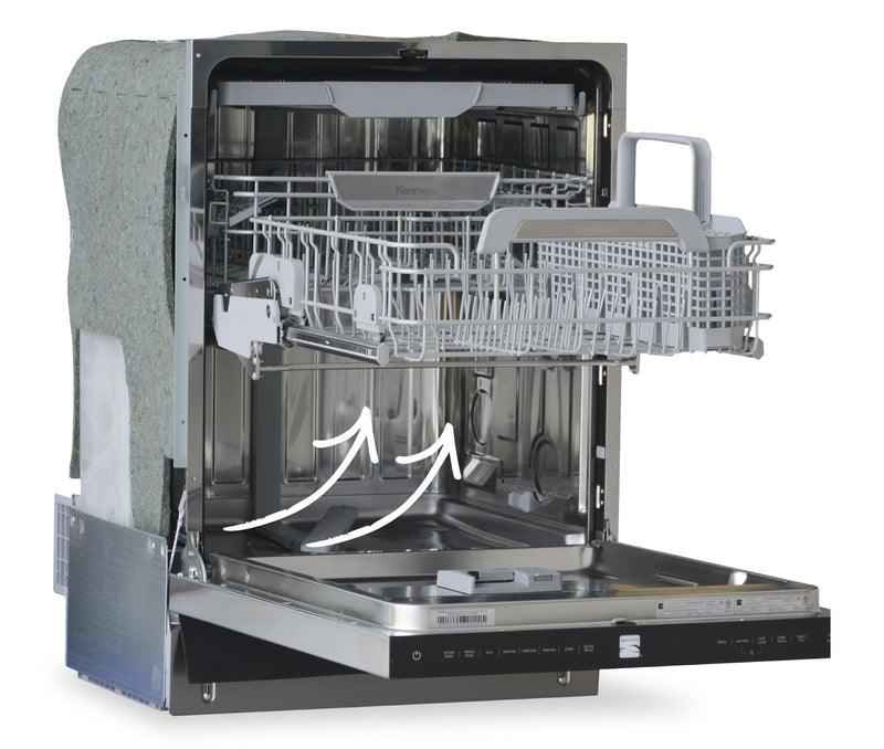 Kenmore 24” 45 dBA Top Control Built-In Dishwasher with EASYREACH™ Lift – Stainless Steel - KKDW3RPHLIFT-45SS