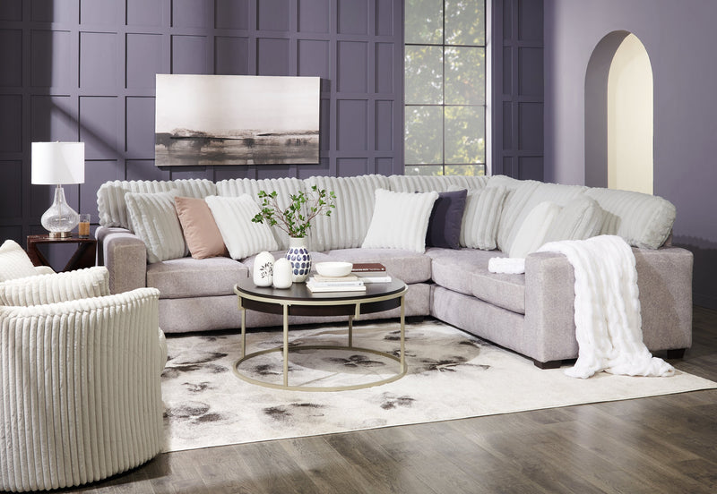 Made in Canada Koda 2-Piece Right-Facing Chenille Fabric Sectional with Reversible Cushions - Plush Paloma Grey