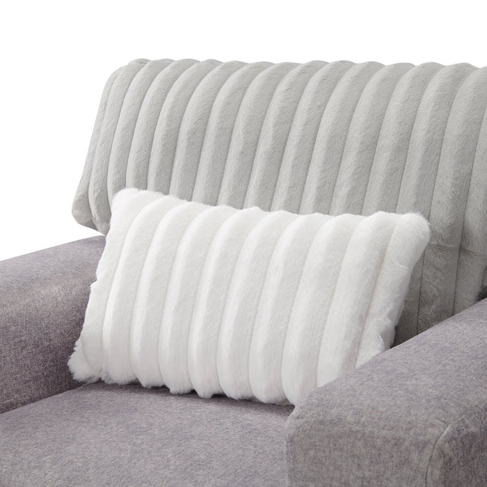 Made in Canada Koda 41\" Chenille and Faux Fur Fabric Chair with Removable Cushions - Plush Paloma Grey