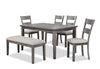 Krew 6pc Dining Set with Table, Bench & 4 Chairs, Melamine, 60"W - Grey | Ensemble de salle à manger Krew 6 pièces en mélamine avec table de 60 po (L), banc et 4 chaises - gris