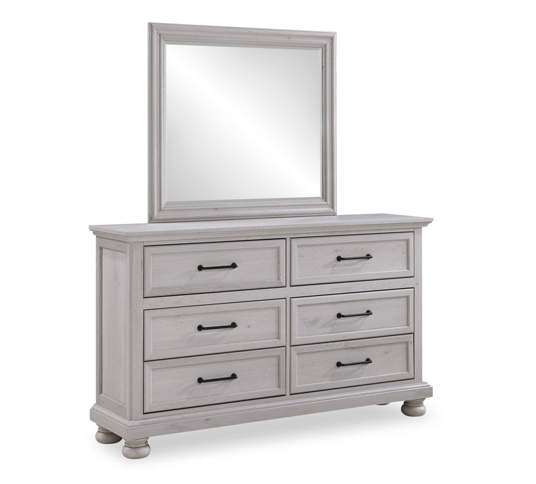 Kylie 6pc Bedroom Set with Storage Bed, Dresser, Mirror & Nightstand, Sand - King Size