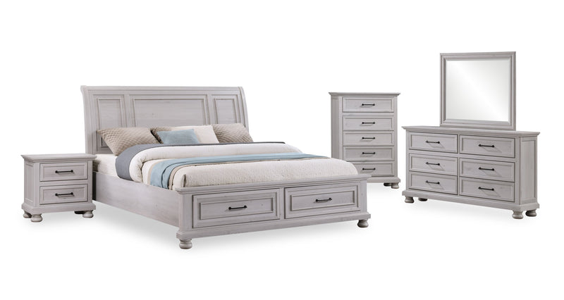 Kylie Platform Storage Bed with Headboard & Frame, Sand - King Size