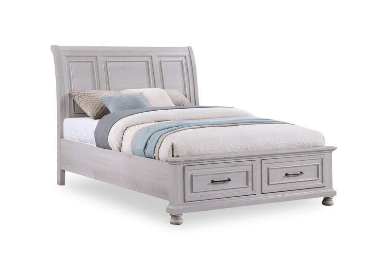 Kylie Platform Storage Bed with Headboard & Frame, Sand - Queen Size