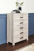 Lark Bedroom Chest of Drawers, 5-Drawer, 35"W x 47"H - Rustic White | Commode verticale de chambre à coucher Lark de 35 po (L) x 47 po (H) à 5 tiroirs - blanc rustique