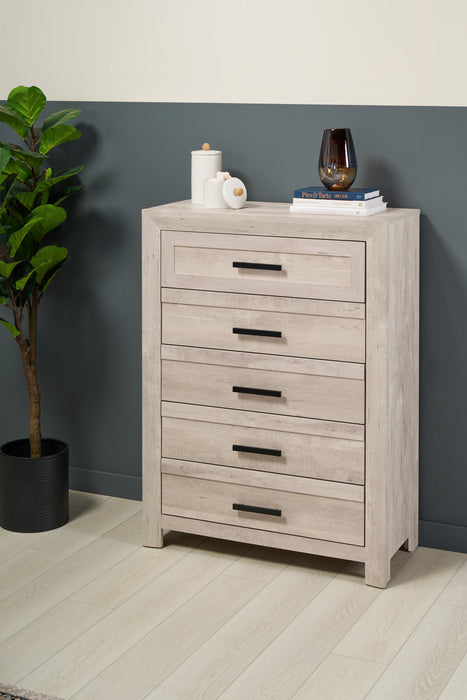 Lark Bedroom Chest of Drawers, 5-Drawer, 35\"W x 47\"H - Rustic White