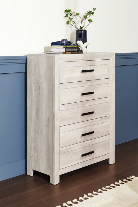 Lark Bedroom Chest of Drawers, 5-Drawer, 35\"W x 47\"H - Rustic White