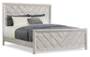 Lark Panel Bed with Headboard & Frame, Chevron Pattern, Rustic White - King Size | Lit à panneaux Lark blanc rustique avec tête de lit, cadre et motif de chevrons - format très grand lit