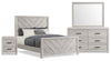 Lark 6pc Bedroom Set with Panel Bed, Dresser, Mirror & Nightstand, Rustic White - Queen Size | Ensemble de chambre à coucher Lark 6 pièces blanc rustique avec lit à panneaux, commode, miroir et table de nuit - format grand lit