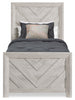 Lark 6pc Bedroom Set with Panel Bed, Dresser, Mirror & Nightstand, Rustic White - Twin Size | Ensemble de chambre à coucher Lark 6 pièces blanc rustique avec lit à panneaux, commode, miroir et table de nuit - format lit simple