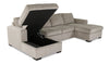 Made in Canada Legend 3-Piece Chenille Fabric Sleeper Sectional with Two Storage Chaises - Platinum Beige | Sofa-lit sectionnel Legend 3 pièces fabriqué au Canada en tissu de chenille avec 2 fauteuils longs de rangement - beige platine