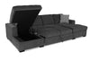 Made in Canada Legend 3-Piece Chenille Fabric Sleeper Sectional with Two Storage Chaises - Pepper Grey | Sofa-lit sectionnel Legend 3 pièces fabriqué au Canada en tissu de chenille avec 2 fauteuils longs de rangement - gris poivre