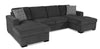 Made in Canada Legend 3-Piece Chenille Fabric Sleeper Sectional with Two Storage Chaises - Pepper Grey | Sofa-lit sectionnel Legend 3 pièces fabriqué au Canada en tissu de chenille avec 2 fauteuils longs de rangement - gris poivre