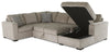 Made in Canada Legend 4-Piece Right-Facing Chenille Fabric Sleeper Sectional with Storage Chaise - Platinum Beige | Sofa-lit sectionnel de droite Legend 4 pièces fabriqué au Canada en tissu de chenille avec fauteuil long de rangement - beige platine