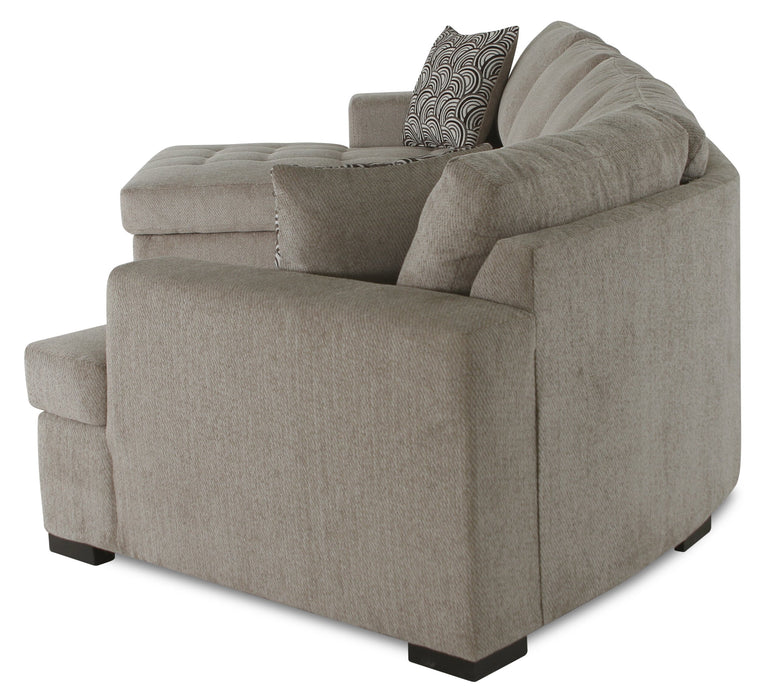 Made in Canada Legend 3-Piece Right-Facing Chenille Fabric Cuddler Sleeper Sectional with Chaise - Platinum Beige