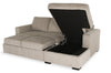 Made in Canada Legend 2-Piece Right-Facing Chenille Fabric Sleeper Sectional with Storage Chaise - Platinum Beige | Sofa-lit sectionnel de droite Legend 2 pièces fabriqué au Canada en tissu de chenille avec fauteuil long de rangement - beige platine