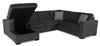 Made in Canada Legend 3-Piece Left-Facing Chenille Fabric Sleeper Sectional with Storage Chaise - Pepper Grey | Sofa-lit sectionnel de gauche Legend 3 pièces fabriqué au Canada en tissu de chenille avec fauteuil long de rangement - gris poivre