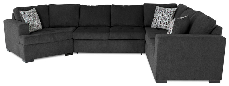 Made in Canada Legend 3-Piece Left-Facing Chenille Fabric Cuddler Sleeper Sectional - Pepper Grey