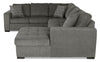 Made in Canada Legend 3-Piece Right-Facing Chenille Fabric Sleeper Sectional with Storage Chaise - Pewter Brown | Sofa-lit sectionnel de droite Legend 3 pièces fabriqué au Canada en tissu de chenille avec fauteuil long de rangement - brun étain
