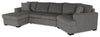 Made in Canada Legend 3-Piece Right-Facing Chenille Fabric Cuddler Sleeper Sectional with Chaise - Pewter Brown