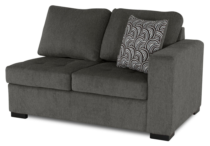 Made in Canada Legend 2-Piece Left-Facing Chenille Fabric Cuddler Sectional - Pewter Brown