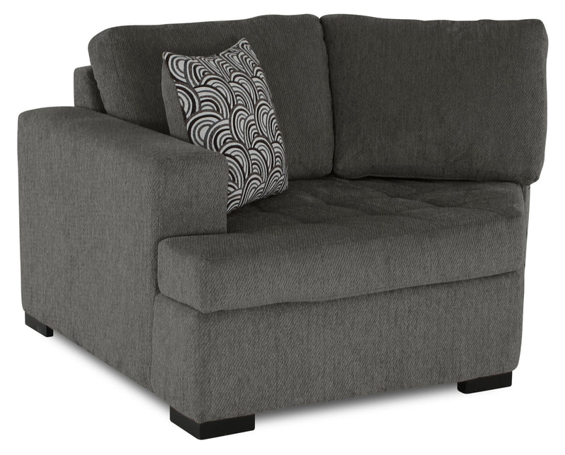 Made in Canada Legend 2-Piece Left-Facing Chenille Fabric Cuddler Sectional - Pewter Brown