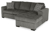 Made in Canada Legend 2-Piece Right-Facing Chenille Fabric Sleeper Sectional with Storage Chaise - Pewter Brown | Sofa-lit sectionnel de droite Legend 2 pièces fabriqué au Canada en tissu de chenille avec fauteuil long de rangement - brun étain
