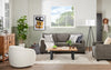 Made in Canada Lennox 35" Chenille Fabric Chair with Reversible Cushions and Track Arms - Grey | Fauteuil Lennox de 35 po fabriqué au Canada en tissu de chenille avec coussins réversibles et accoudoirs rectilignes - gris