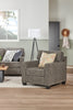 Made in Canada Lennox 35" Chenille Fabric Chair with Reversible Cushions and Track Arms - Grey | Fauteuil Lennox de 35 po fabriqué au Canada en tissu de chenille avec coussins réversibles et accoudoirs rectilignes - gris