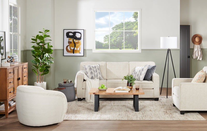 Made in Canada Lennox 79\" Chenille Fabric Sofa with Reversible Cushions and Accent Pillows - Taupe