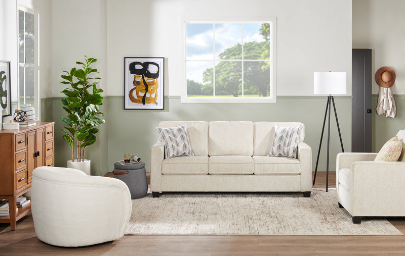 Made in Canada Lennox 79\" Chenille Fabric Sofa with Reversible Cushions and Accent Pillows - Taupe