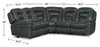 Leo 5-Piece Leather-Look Fabric Power Reclining Sectional - Grey | Sofa sectionnel à inclinaison électrique Leo 5 pièces en tissu d’apparence cuir - gris
