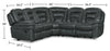 Leo 5-Piece Leather-Look Fabric Reclining Sectional - Grey | Sofa sectionnel inclinable Leo 5 pièces en tissu d’apparence cuir - gris