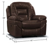 Leo 41" Genuine Leather Fabric Power Reclining Chair - Walnut Brown | Fauteuil à inclinaison électrique Leo de 41 po en tissu de cuir véritable - brun noyer
