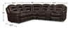 Leo Leath-Aire® Fabric 6-Piece Power Reclining Sectional – Walnut - Contemporary style Sectional in Walnut