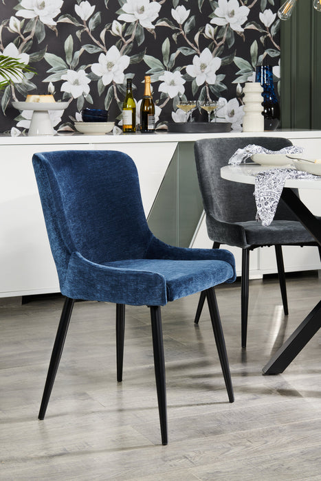 Lexi Dining Chair with Velvet-Look Fabric, Metal - Blue